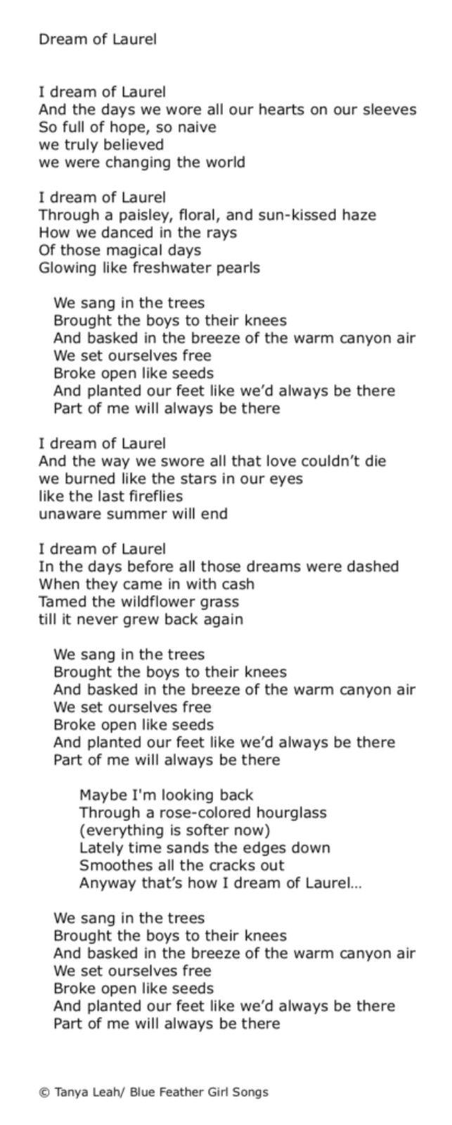 Dream of Laurel - Lyric Dream of Laurel - Lyric